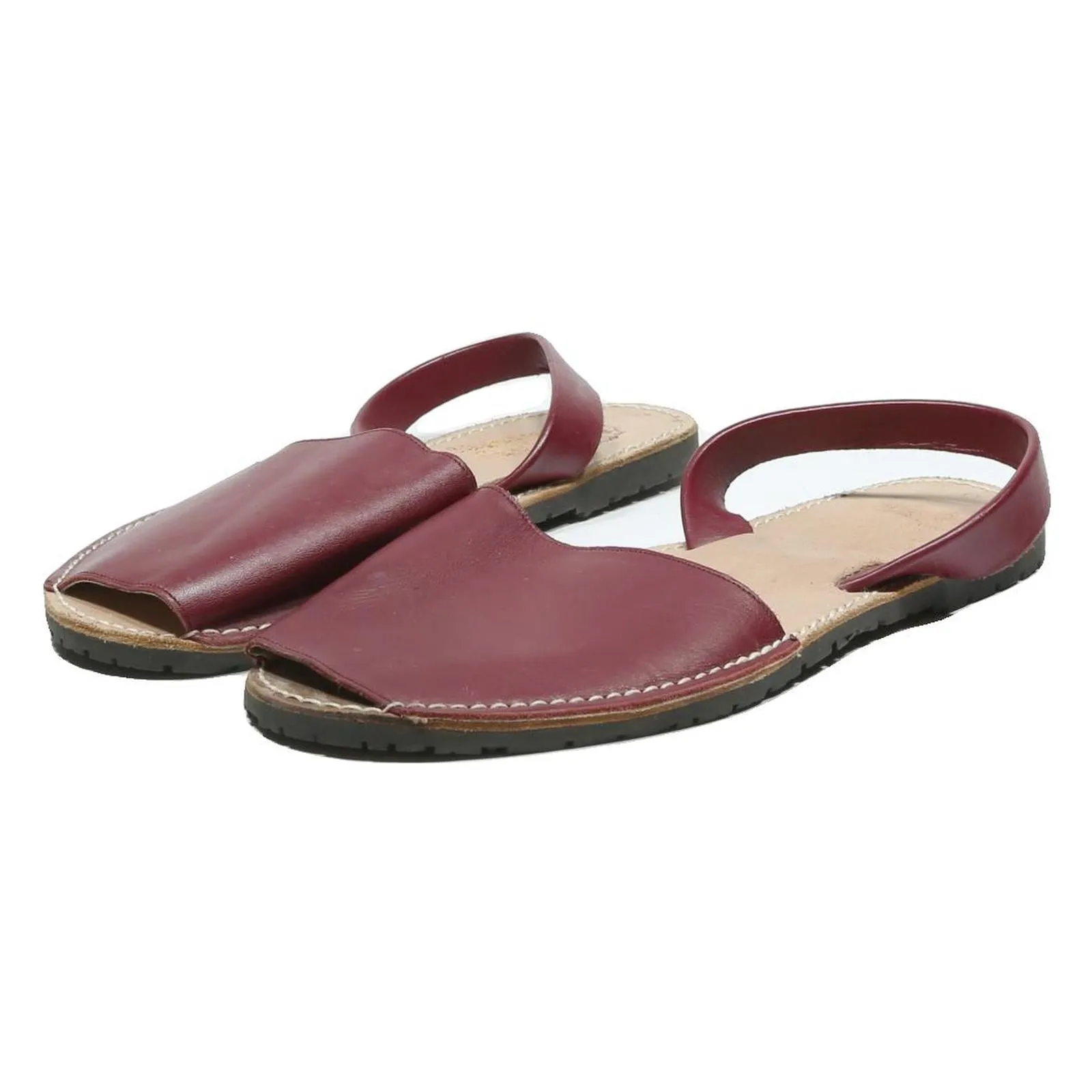 Hangyodon Slippers MENOREA Slider Womens Sandals Red Leather UK 9 Casual Flat Summer Shoes