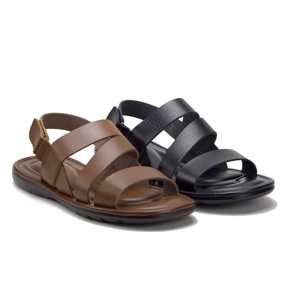 Men's 57621 Comfortable Leather Open Toe Strappy Gladiator Sling Back Sandals House Sandals