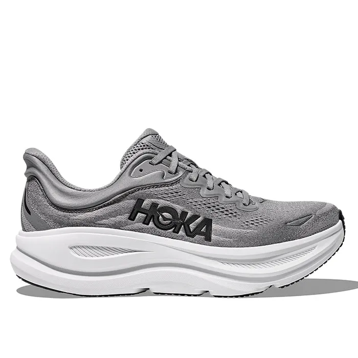 Mens Hoka Bondi 9 Extra Wide in Galactic Grey/Stellar Grey Carbon Plated Shoes