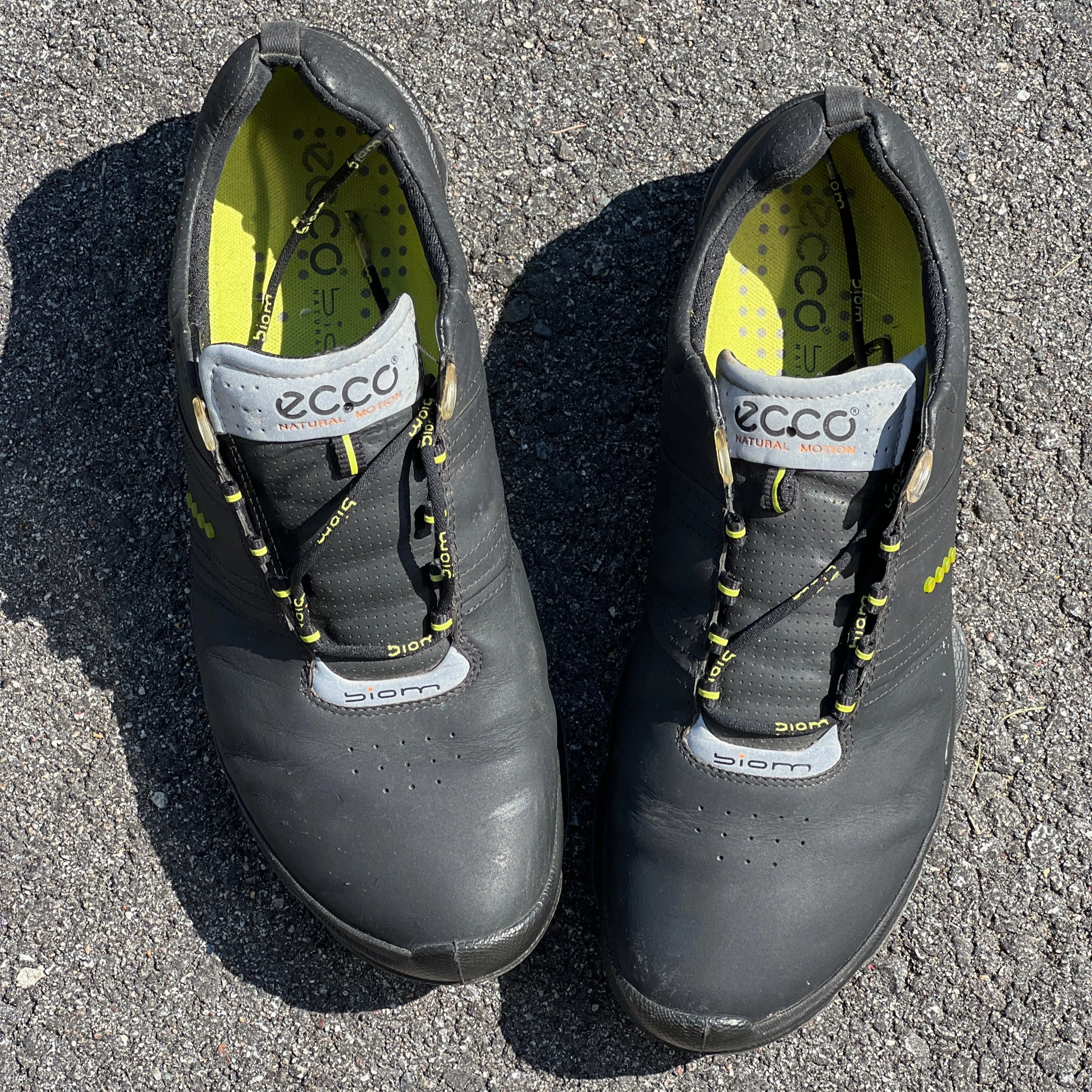 Mens Ecco Biom Cleated Golf Shoe 45EU  Black/Citron  Hydromax Yak Leather Widest Golf