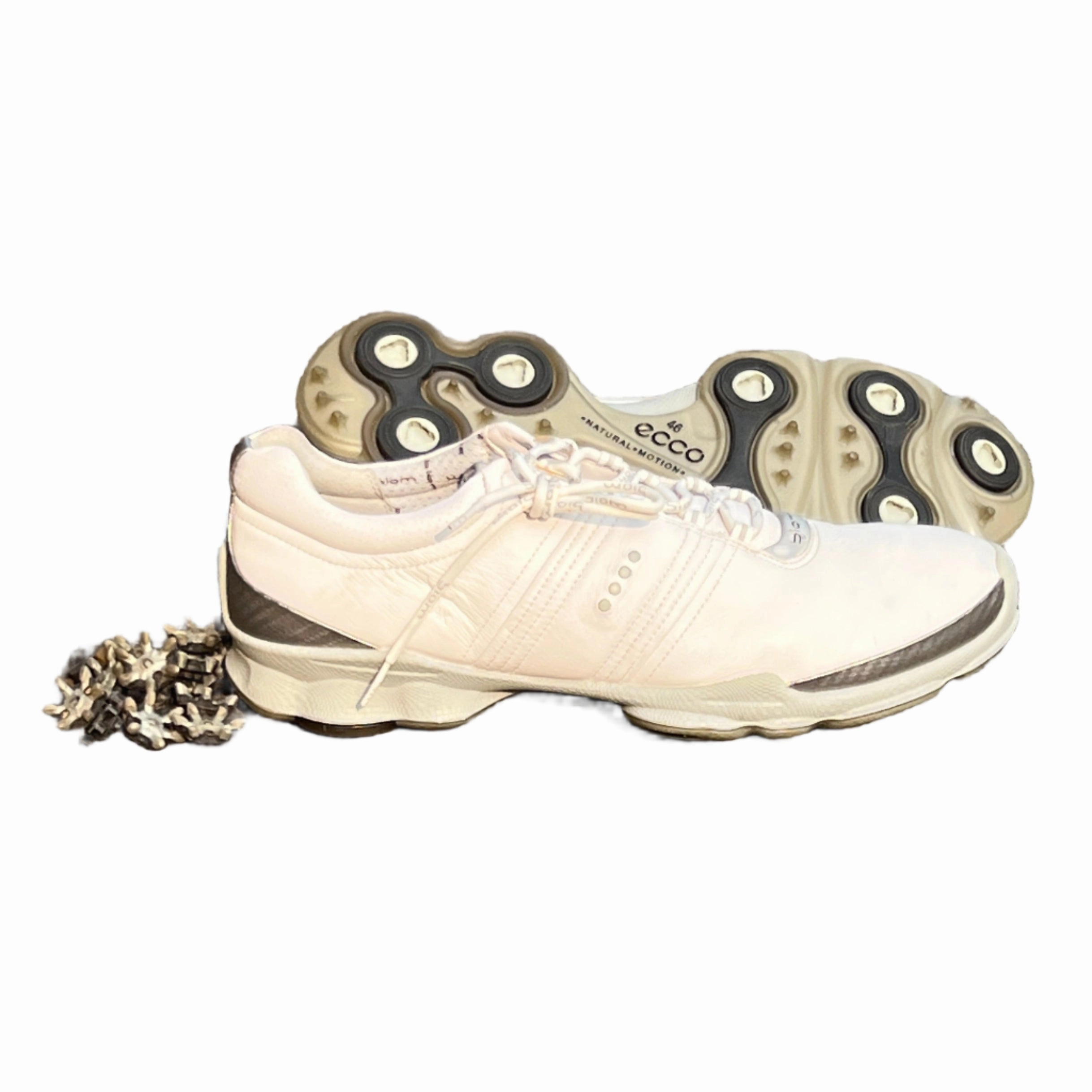 Fancy Golf Mens Ecco Biom Cleated Golf Shoe  46EU White/Grey  Hydromax Yak Leather
