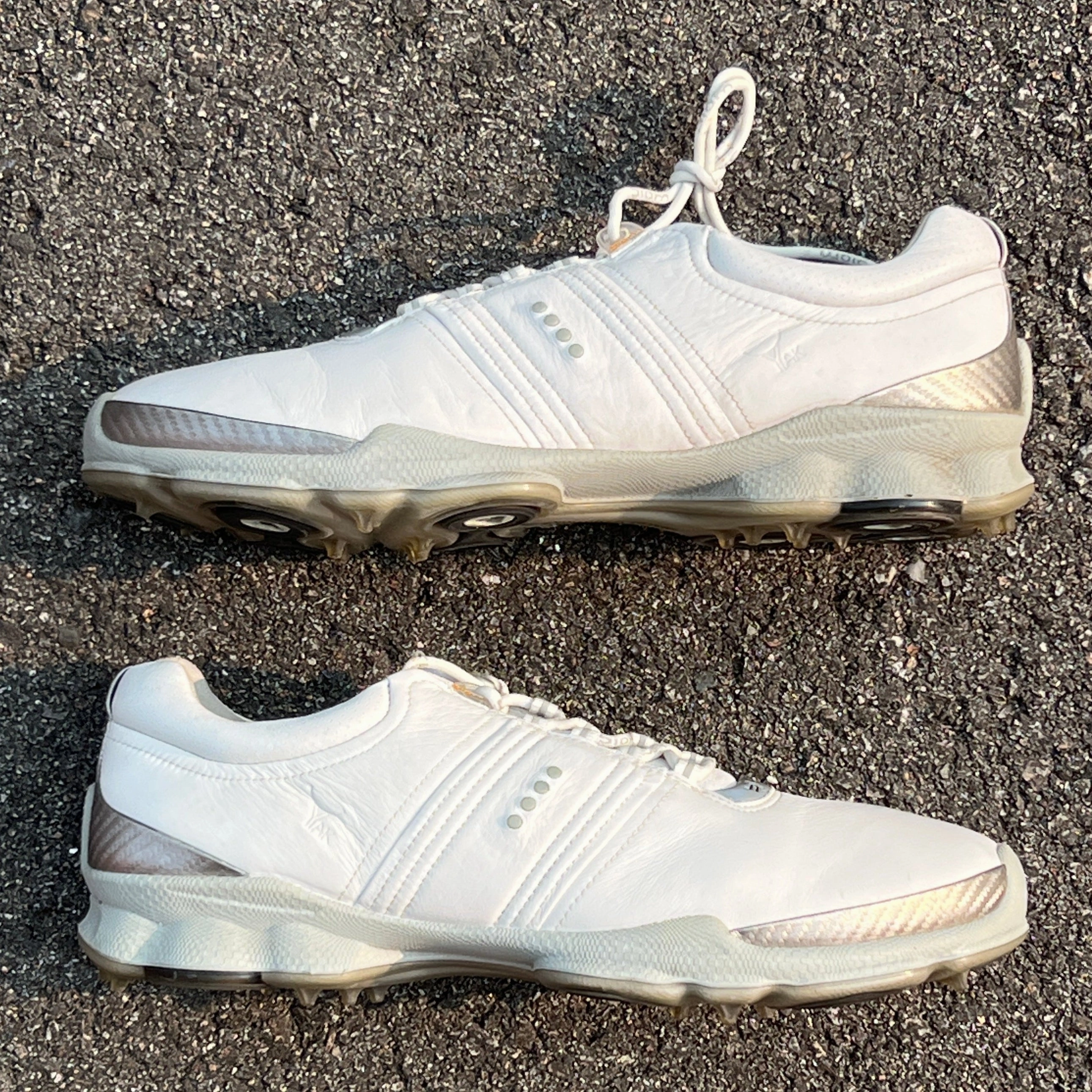 Mens Ecco Biom Cleated Golf Shoe  46EU White/Grey  Hydromax Yak Leather High End Golf