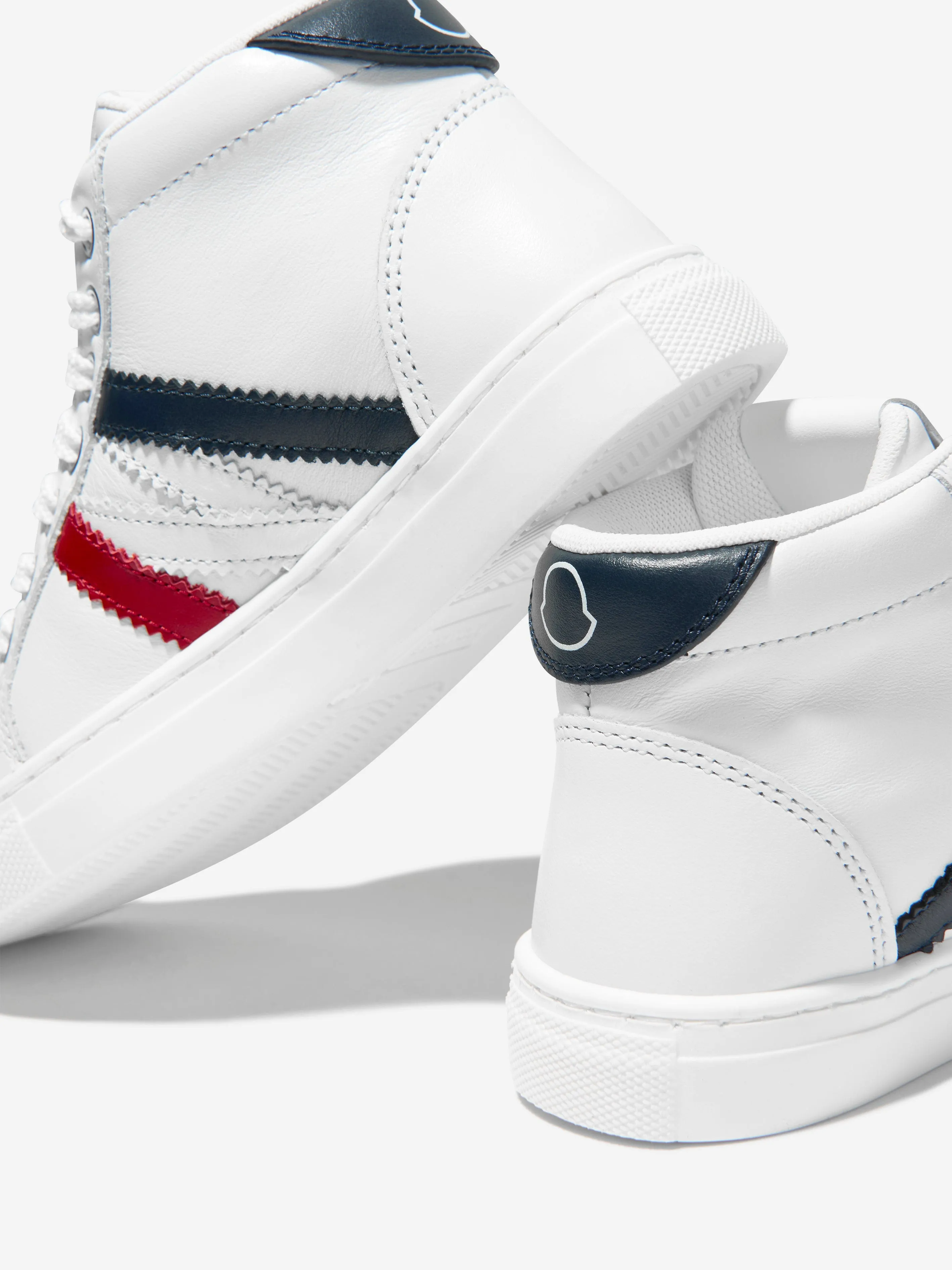 Moncler Enfant Kids Leather Monaco High Top Trainers in White Best Running Shoes To Train For Half Marathon