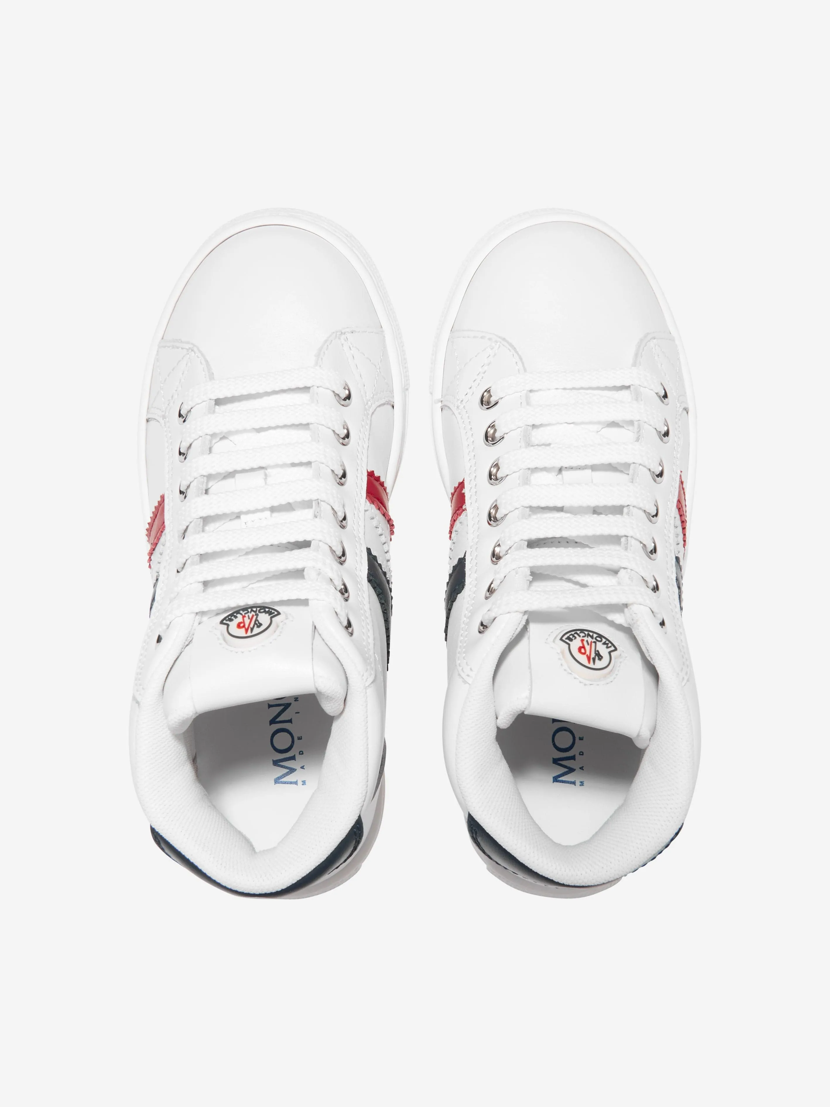 Amplimove Trainer Shoes Adidas Moncler Enfant Kids Leather Monaco High Top Trainers in White