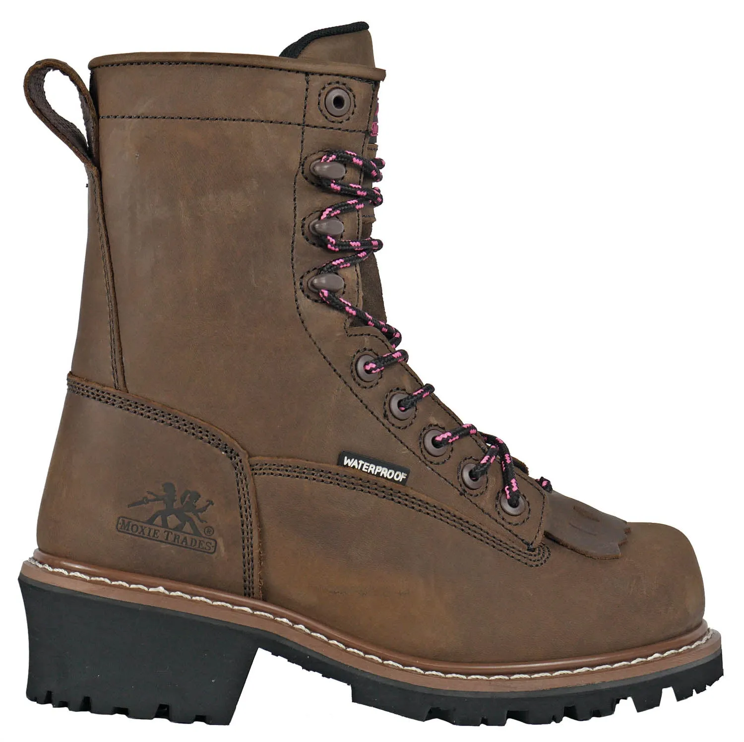 Limmer Boots Moxie Trades Womens Mareen 8in Kiltie CT PR WP Brown Leather Work Boots 6 D