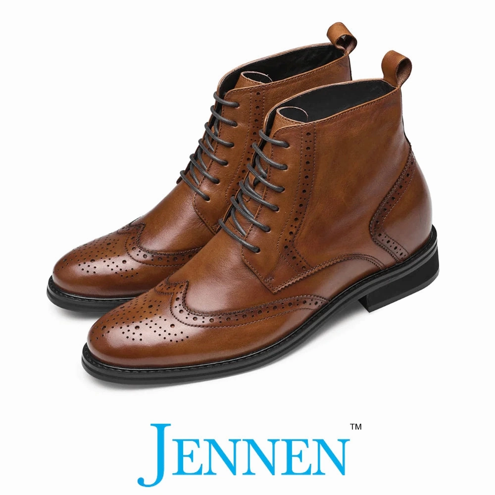 Hunter Butterfly Rain Boots Mr. Ives Brown 7cm | 2.8 inches Taller Brogue Men's Heeled Boots