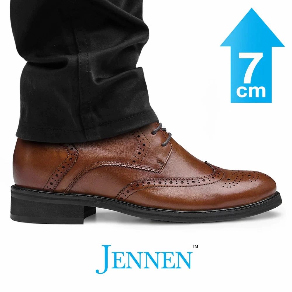 Bogs Seattle Rain Boots Mr. Ives Brown 7cm | 2.8 inches Taller Brogue Men's Heeled Boots