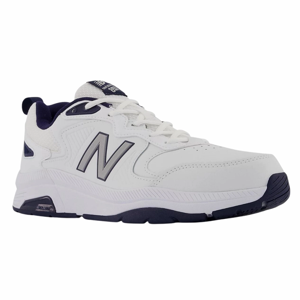 Men's Beige New Balance New Balance MX857V3 White/Navy/Rain Cloud Athletic Shoe (Men's)