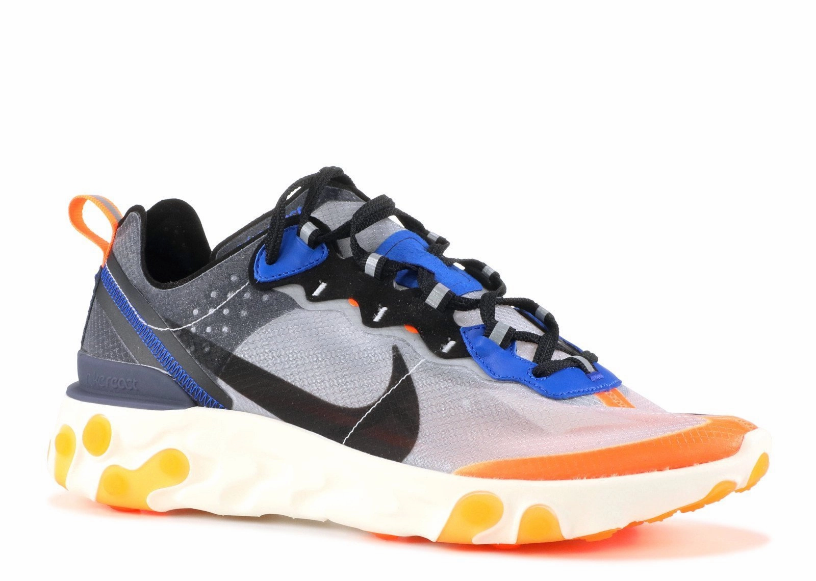 Men NIKE React Element 87 Thunder Blue-Total Orange Nike Lebron Witness Vii Basketball Shoes