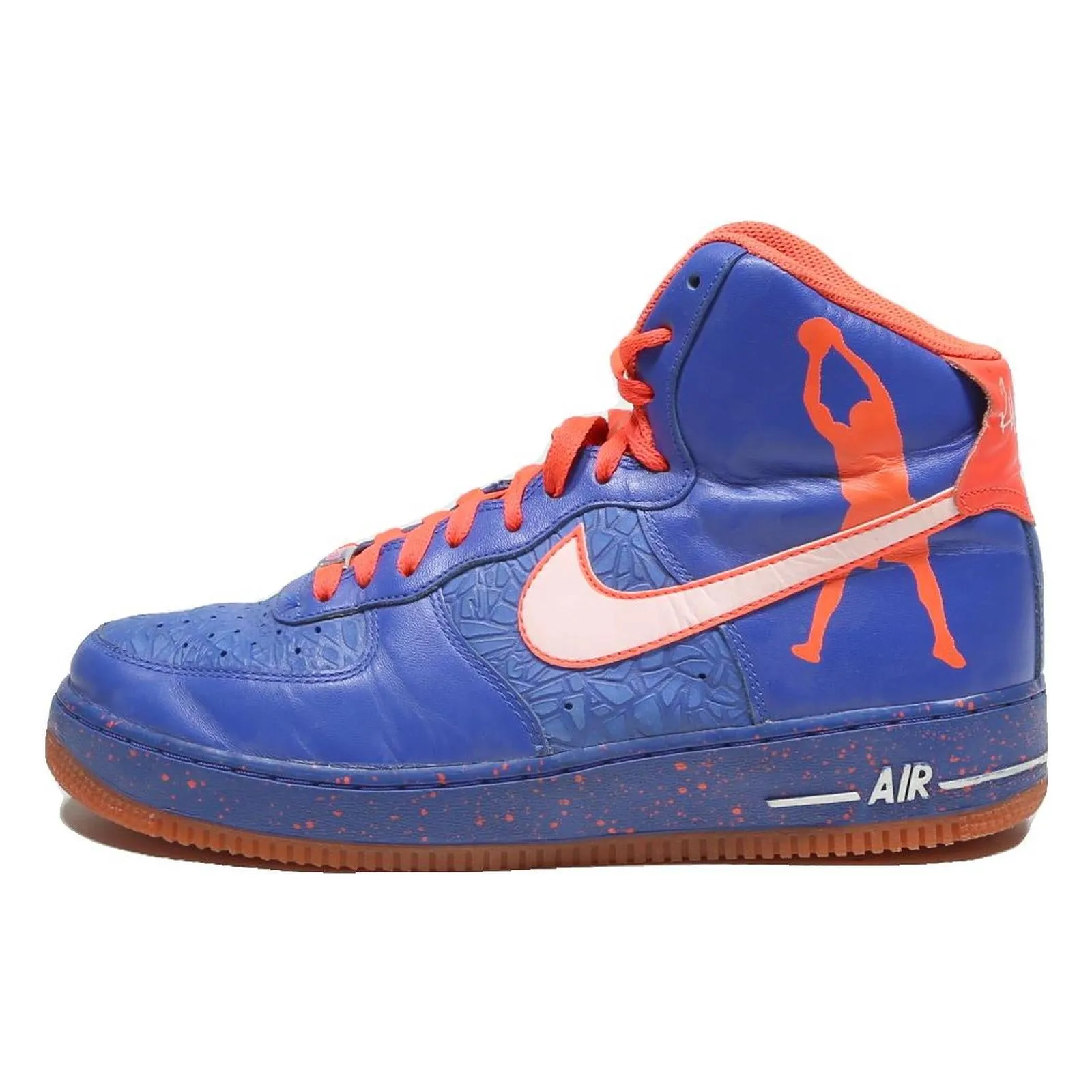 Griffin Nike Basketball NIKE Air Force 1 Mens High Top Trainers Blue & Orange Leather UK 9.5 Sporty