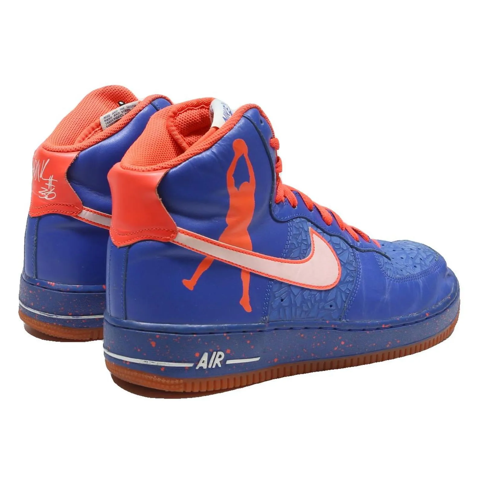 Anthony Basketball Shoes NIKE Air Force 1 Mens High Top Trainers Blue & Orange Leather UK 9.5 Sporty