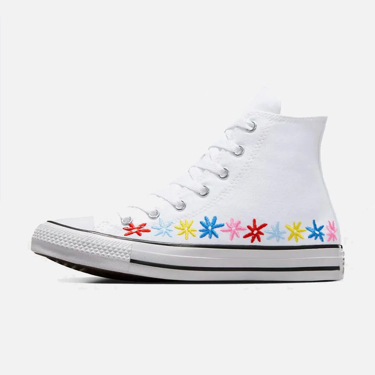 Older Kid's Converse Chuck Taylor Hi White Floral Hoka Shoes For Weight Training