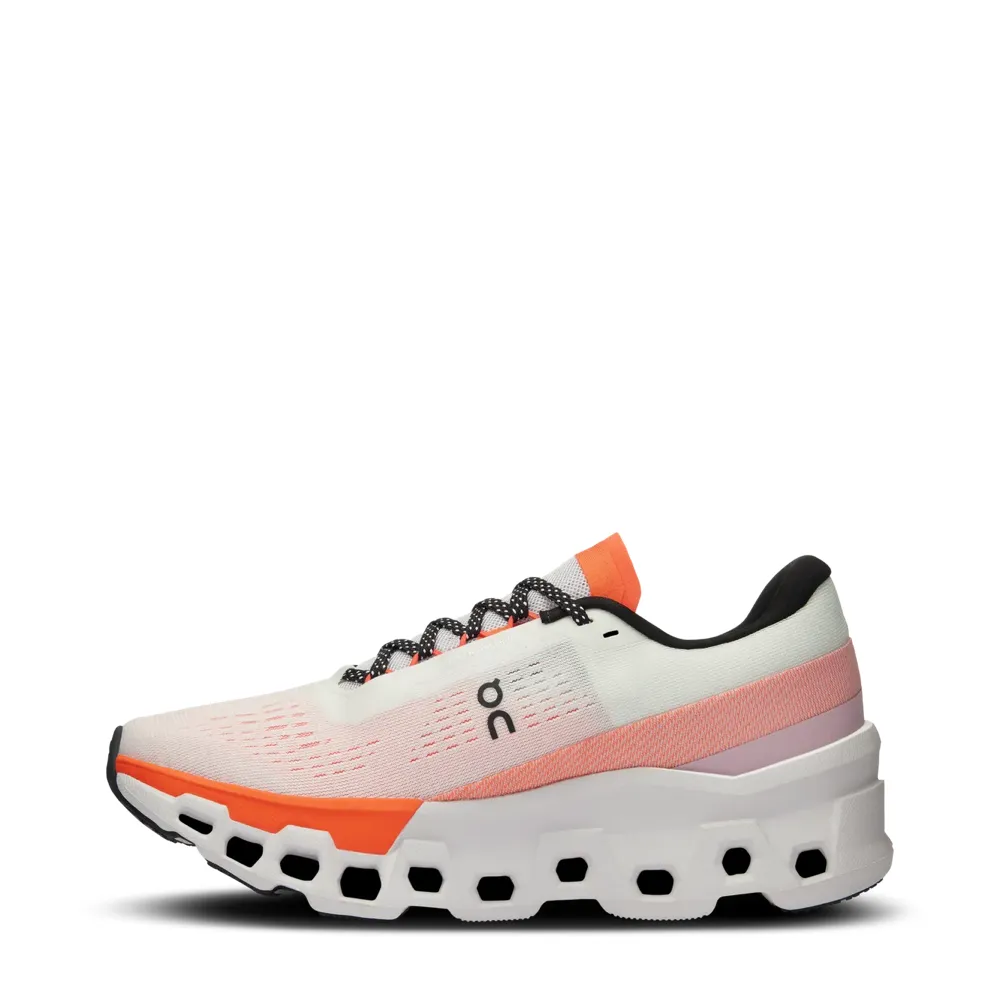 On Women's Cloudmonster 2 Sneaker in Undyed/Flame Best Carbon Training Shoes