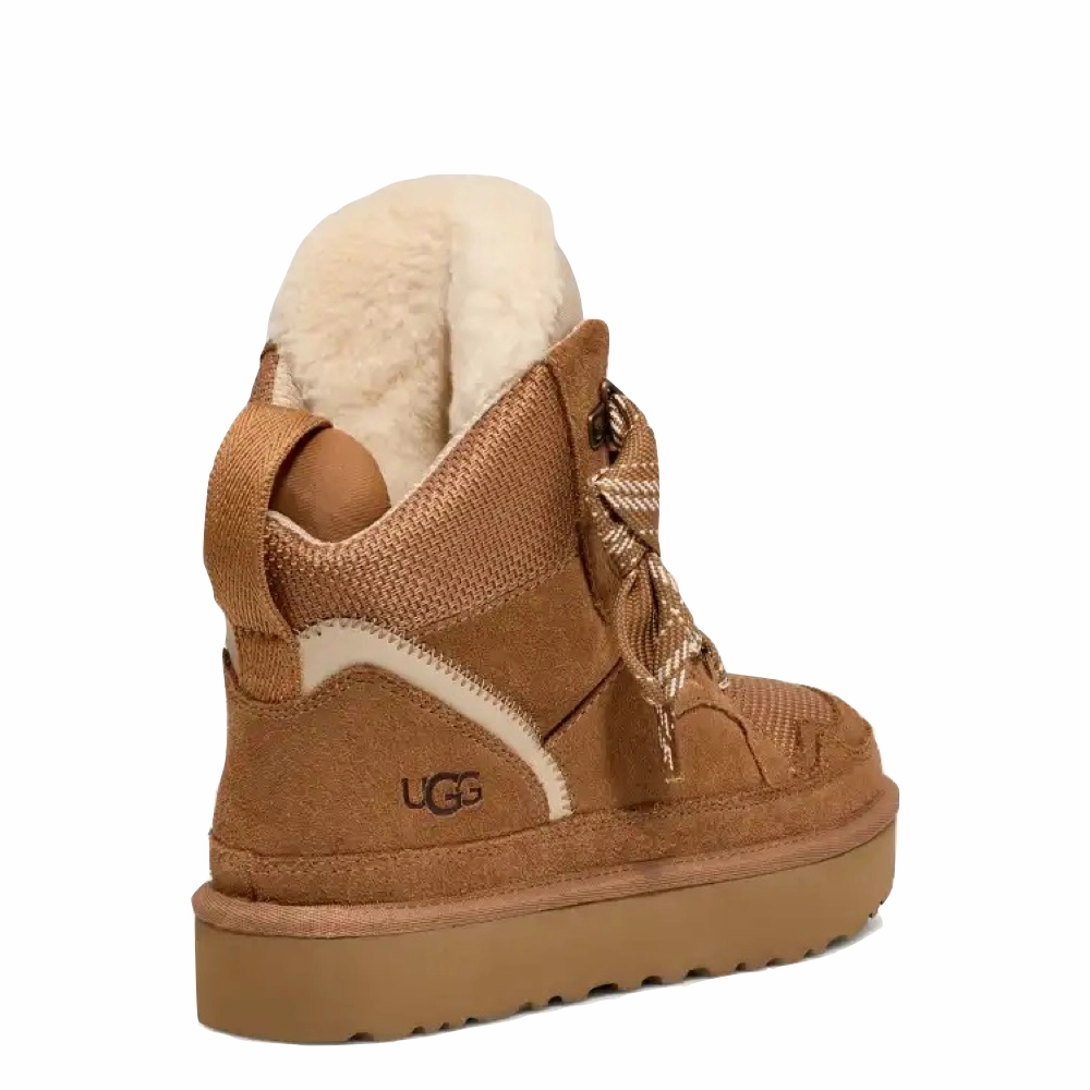 UGG Women's Highmel Lace Sheepskin Boot in Chestnut Eddie Lug Sole Rain Boots