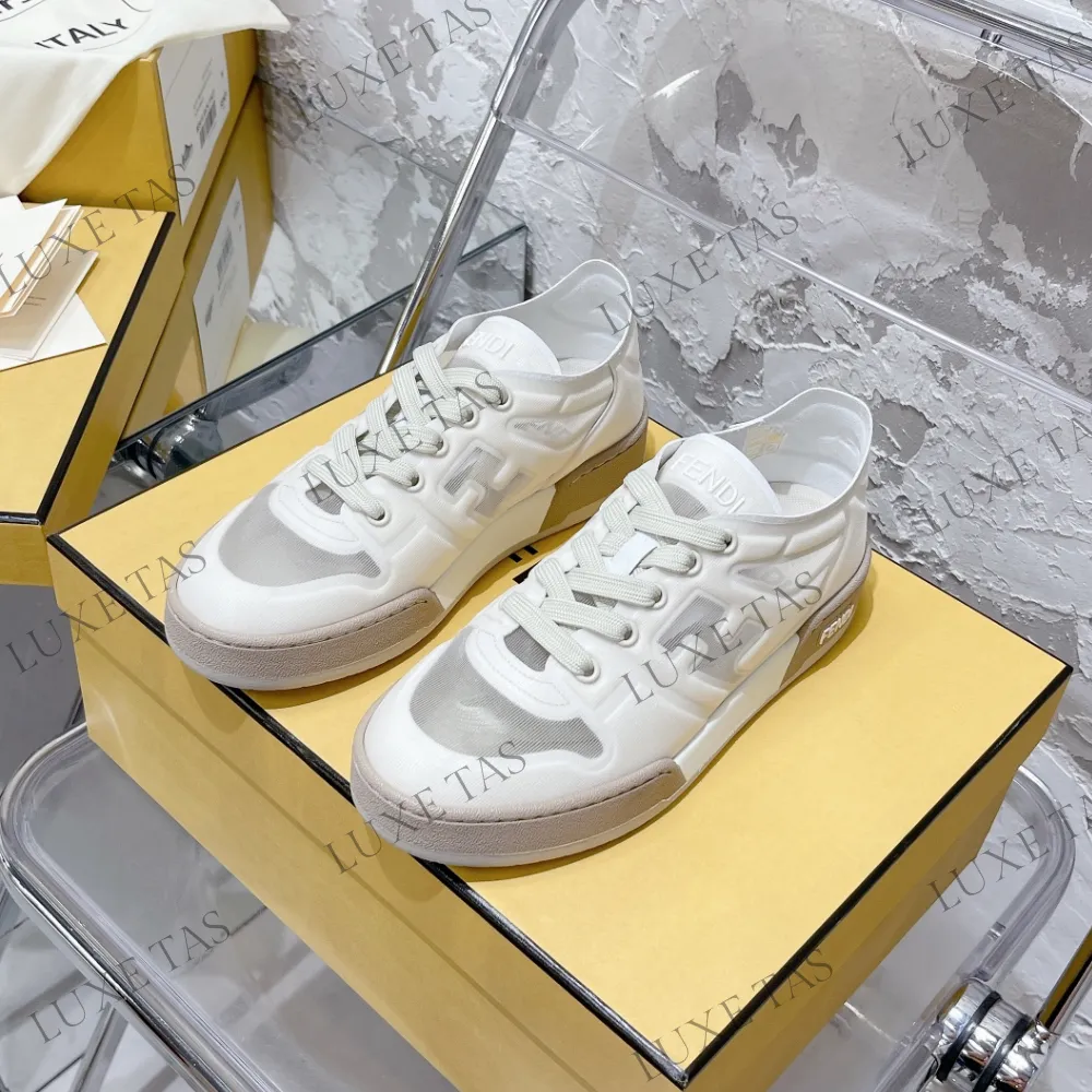 Casual Black Leather Shoes White Mesh Low Tops FF Match Designer Sneakers for Women