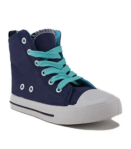 Little Kids Girl's Boy's Poppy-01 Canvas Hi Top Zipped Sneakers Boots Shoes Roma Boots