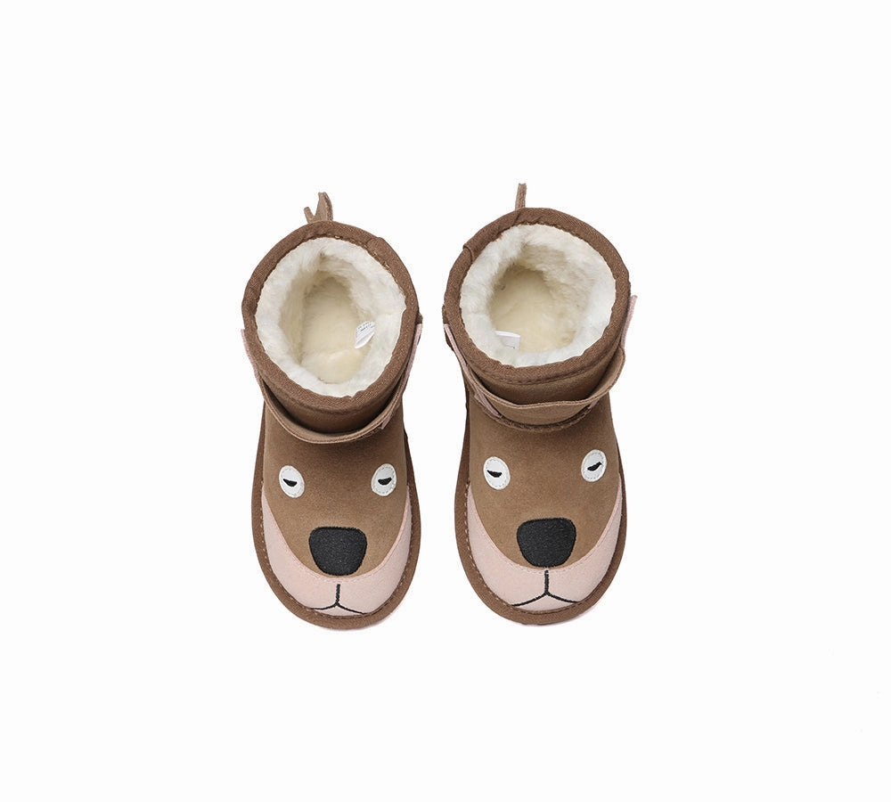 UGG Boots Kids Sheepskin Wool Kangaroo Kids Plus Striped Rain Boots
