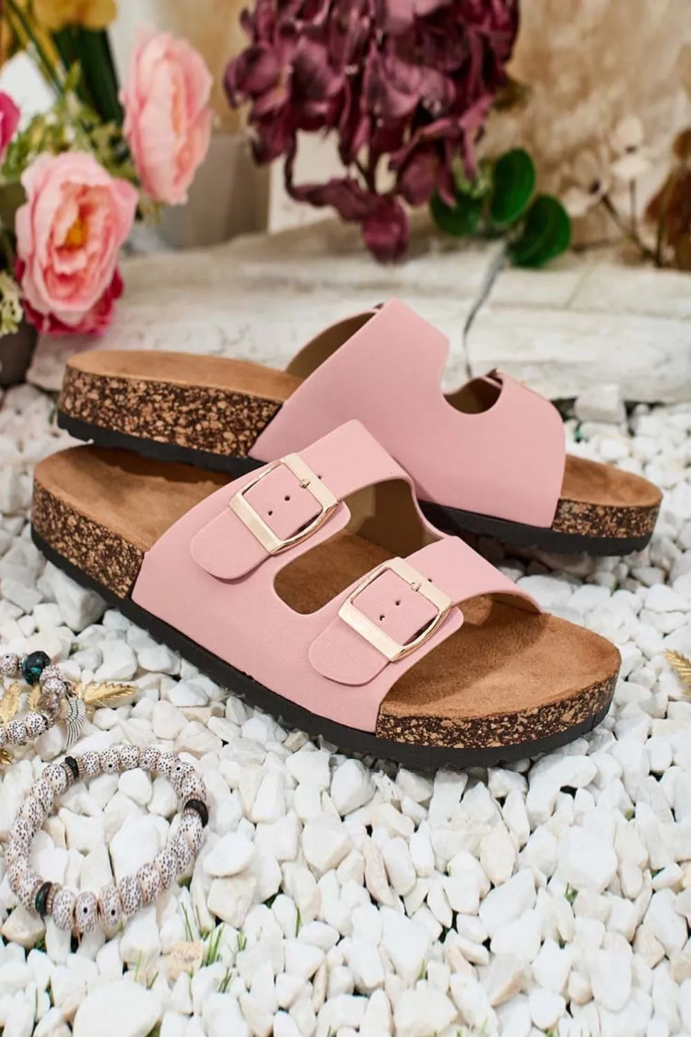 PINK SOFT FOOTBED SUMMER FLAT SLIDERS SANDALS Jenni Kayne Shearling Slide