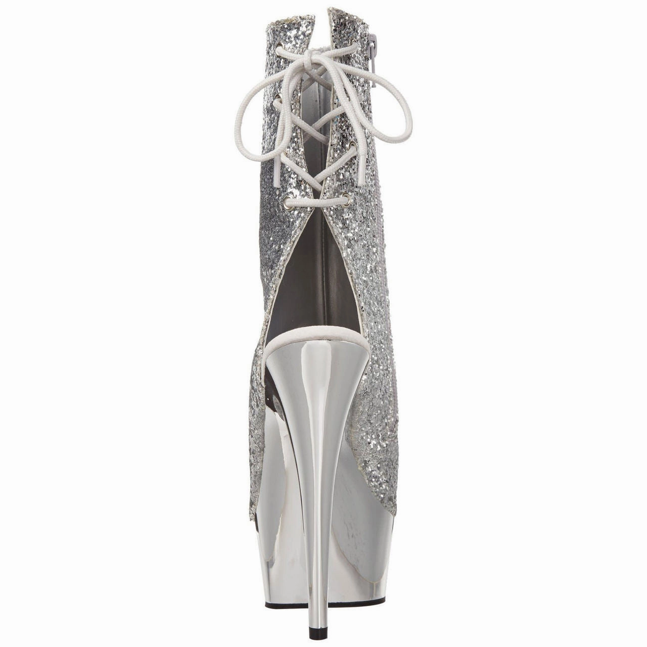Best Ankle Rain Boots PLEASER DELIGHT-1018G Silver Glitter-Silver Chrome Ankle Boots