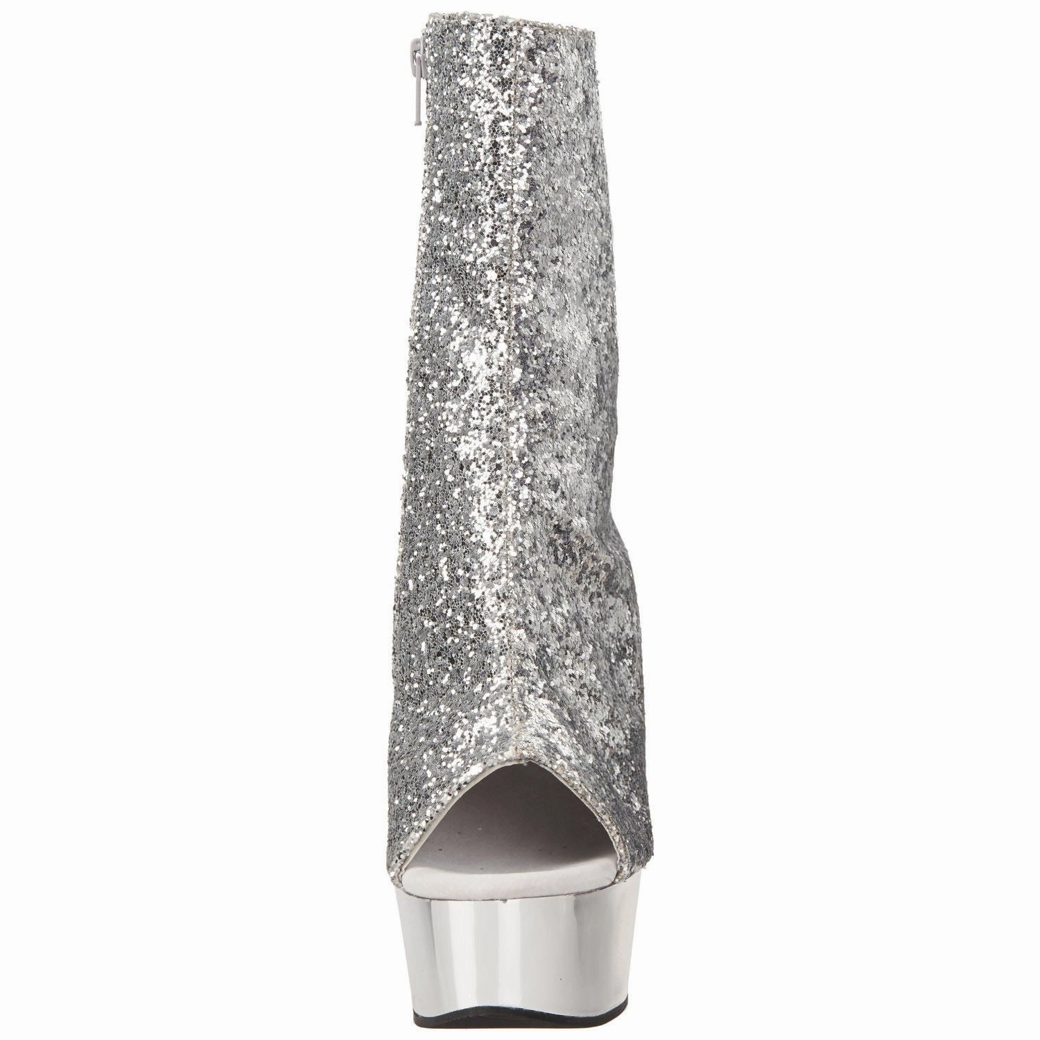 Whim And Wander Rain Boots PLEASER DELIGHT-1018G Silver Glitter-Silver Chrome Ankle Boots