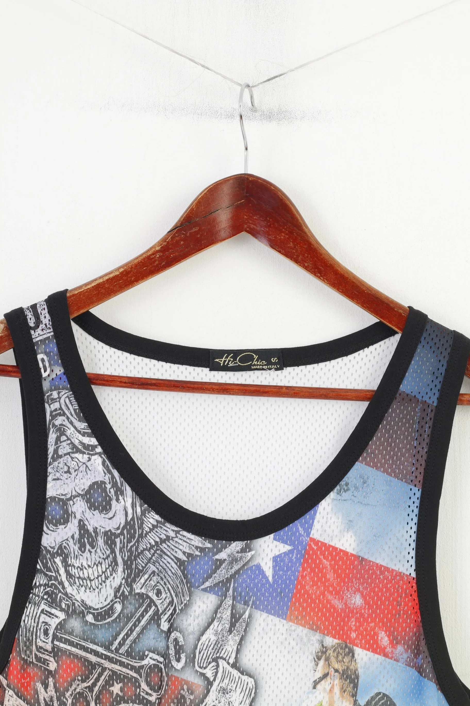 Hi-Chic Men S Shirt Sleevelees White Moto Club On The Road Tank Top Mesh Vintage Top Classy Casual Shoes