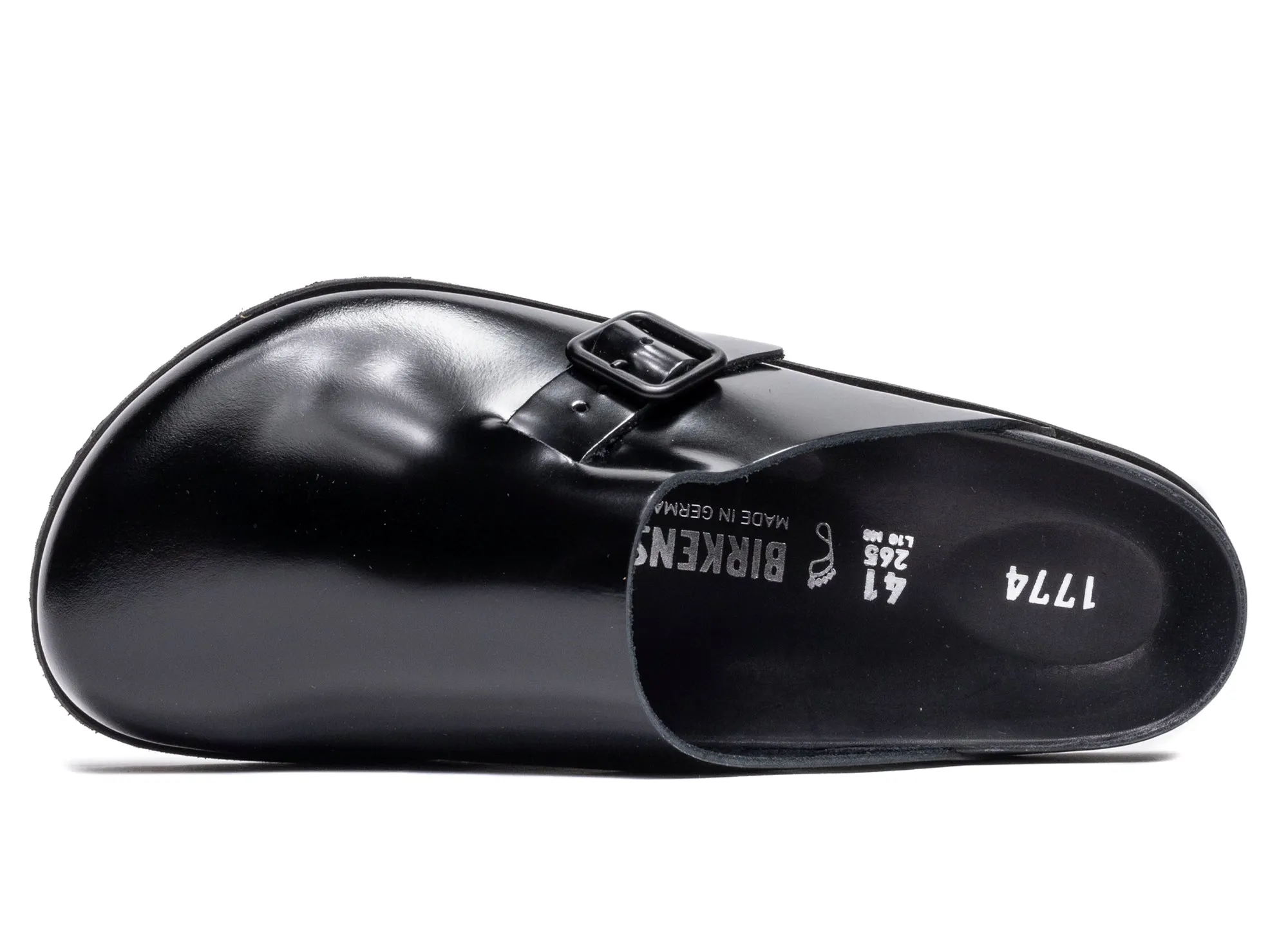 Birkenstock 1774 33 Dougal Shiny Leather in Black Clarks Sandals Clearance