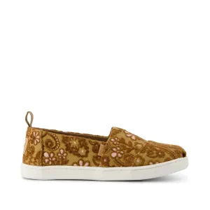 Youth Alpargata Golden Honey Floral Brocade Kids Shoe 8053 Leather Platform Casual Shoes Size