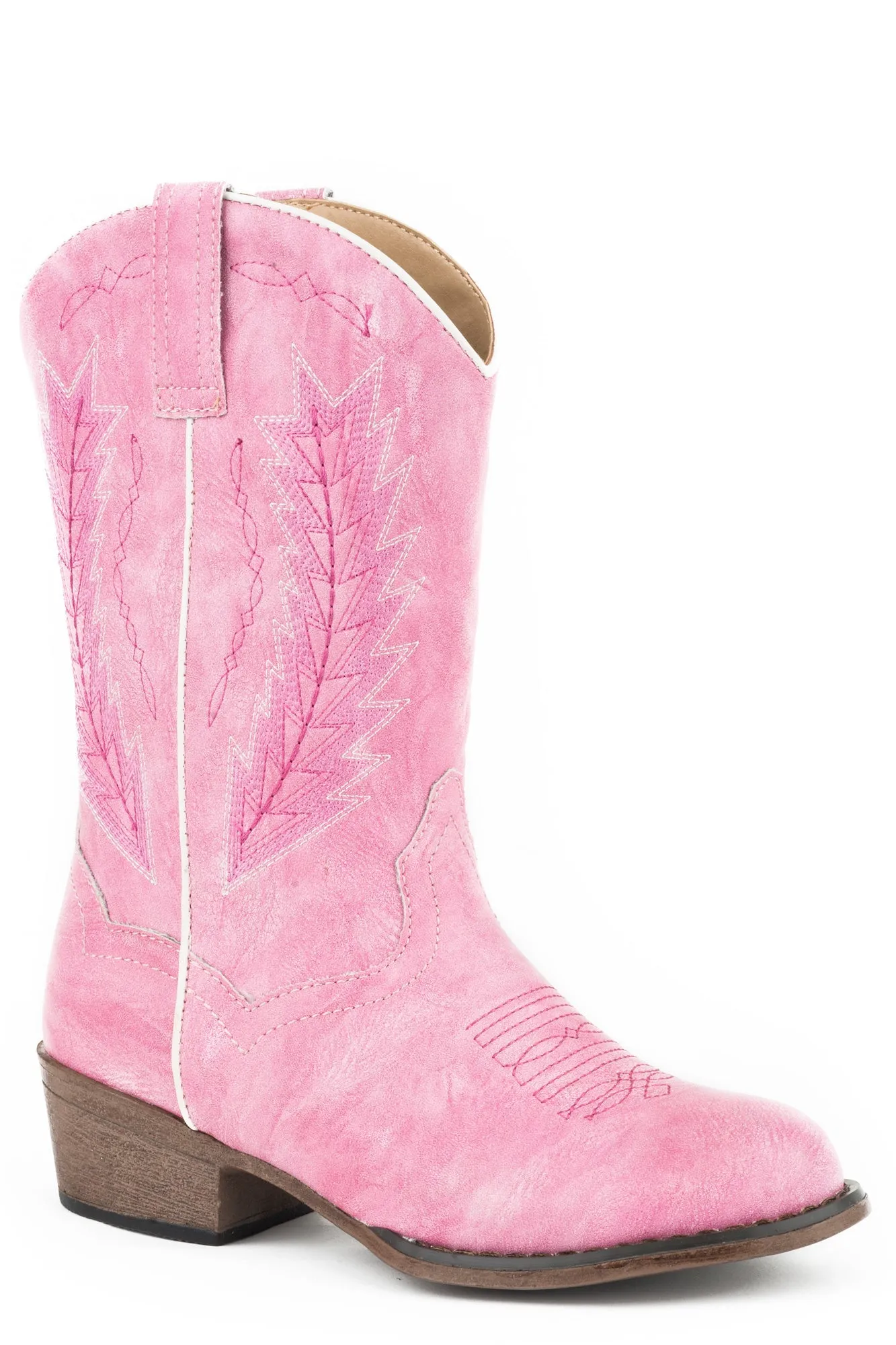 Roper Kids Girls Taylor Pink Faux Leather Cowboy Boots Python Western Boots