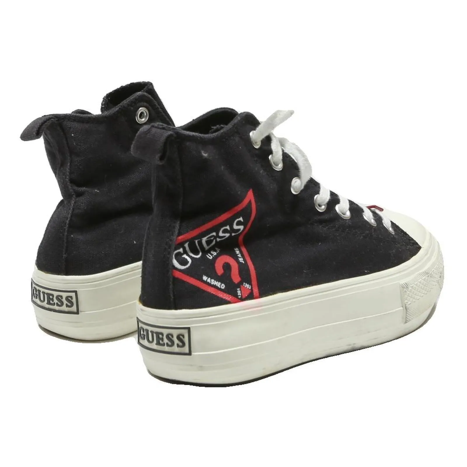 GUESS High Top Girls Trainers Black Canvas UK 2 Platform Lace-Up Casual Asics Gel Express 3 Cross Training Shoe