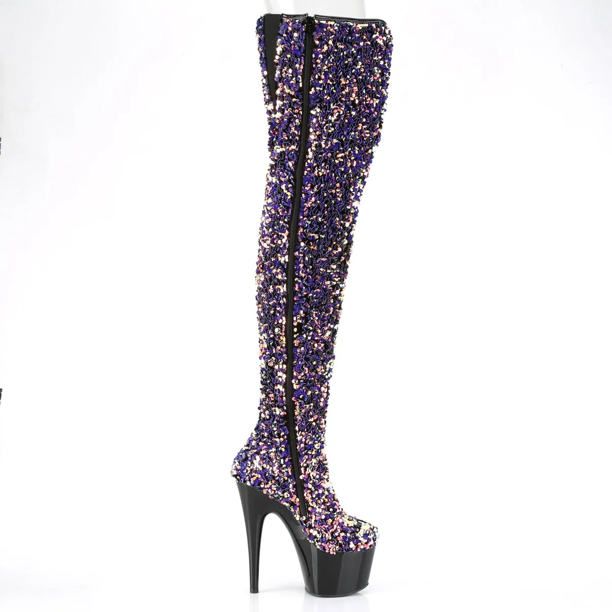Heritage Boots Austin Texas 7 Inch Heel ADORE-3020 Purple Multi Sequins