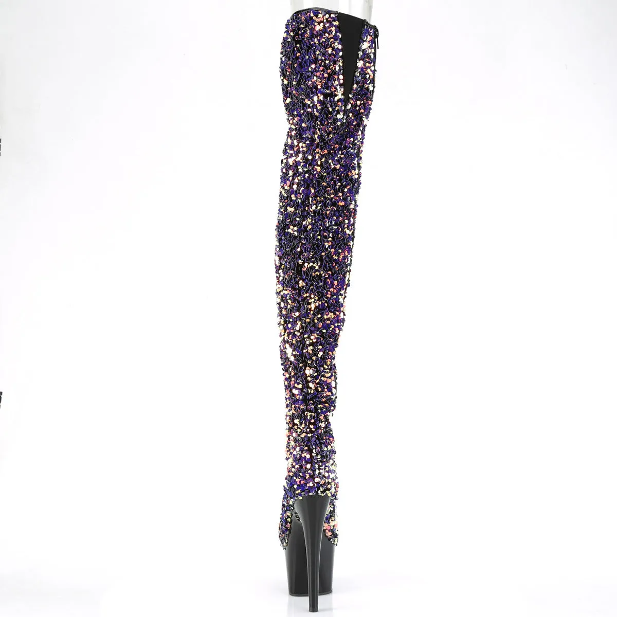 7 Inch Heel ADORE-3020 Purple Multi Sequins Sole Leather Boots