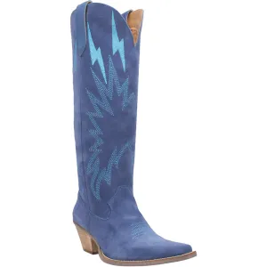 Dingo Womens Thunder Road Blue Suede Fashion Boots Gold Glitter Boots