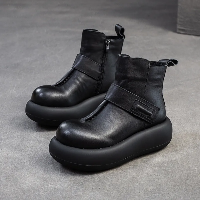 Tredstep Tall Boots Women Vintage Solid Leather Casual Platform Boots