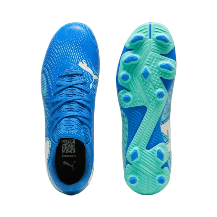 Puma Future 7 Play Firm Ground Junior Football Boots Hyperlink Blue Mint White (Blue Mint) Soccer Cleats Predator 2020