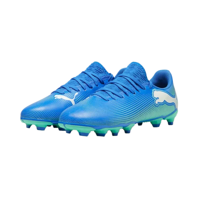Baseball Cleats And Soccer Cleats Puma Future 7 Play Firm Ground Junior Football Boots Hyperlink Blue Mint White (Blue Mint)
