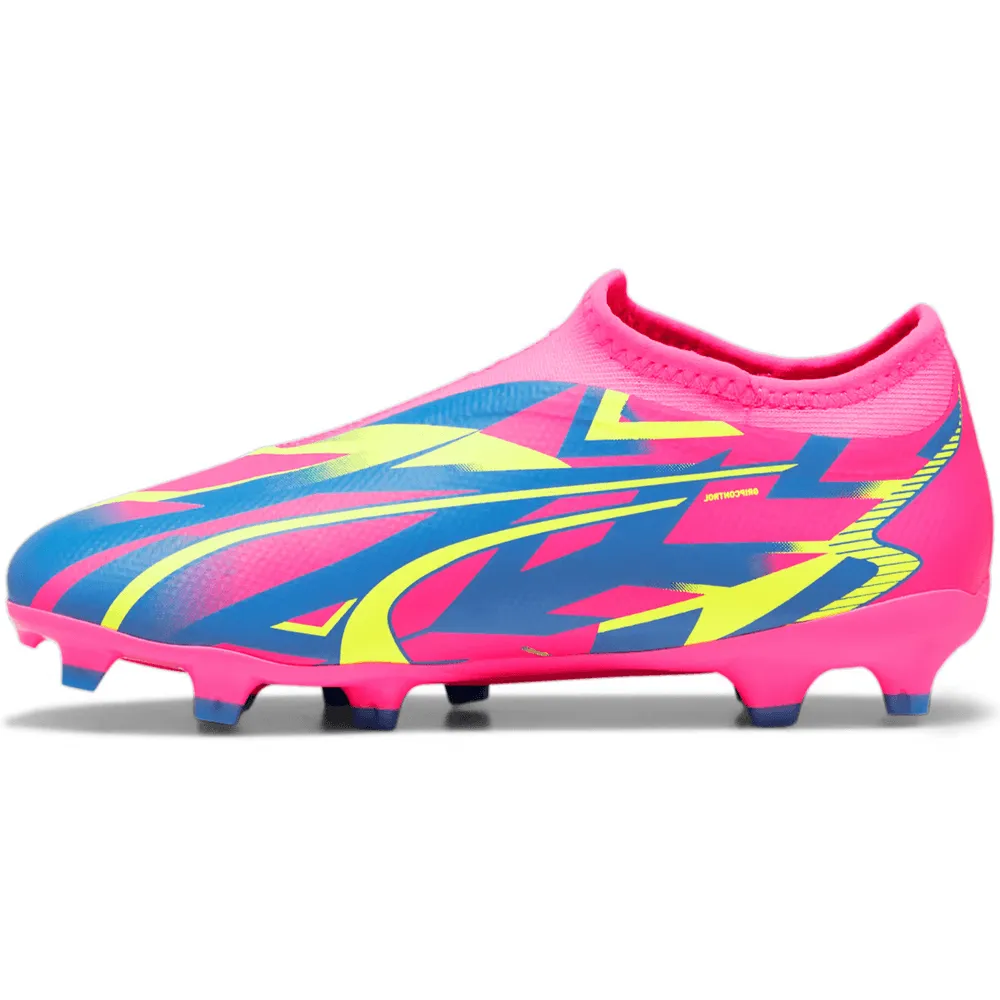 Difference Running And Training Shoes Puma Junior Laceless Ultra Match FG/MG Firm Ground Soccer Shoes - Pink- Yellow Alert - Ultra Blue