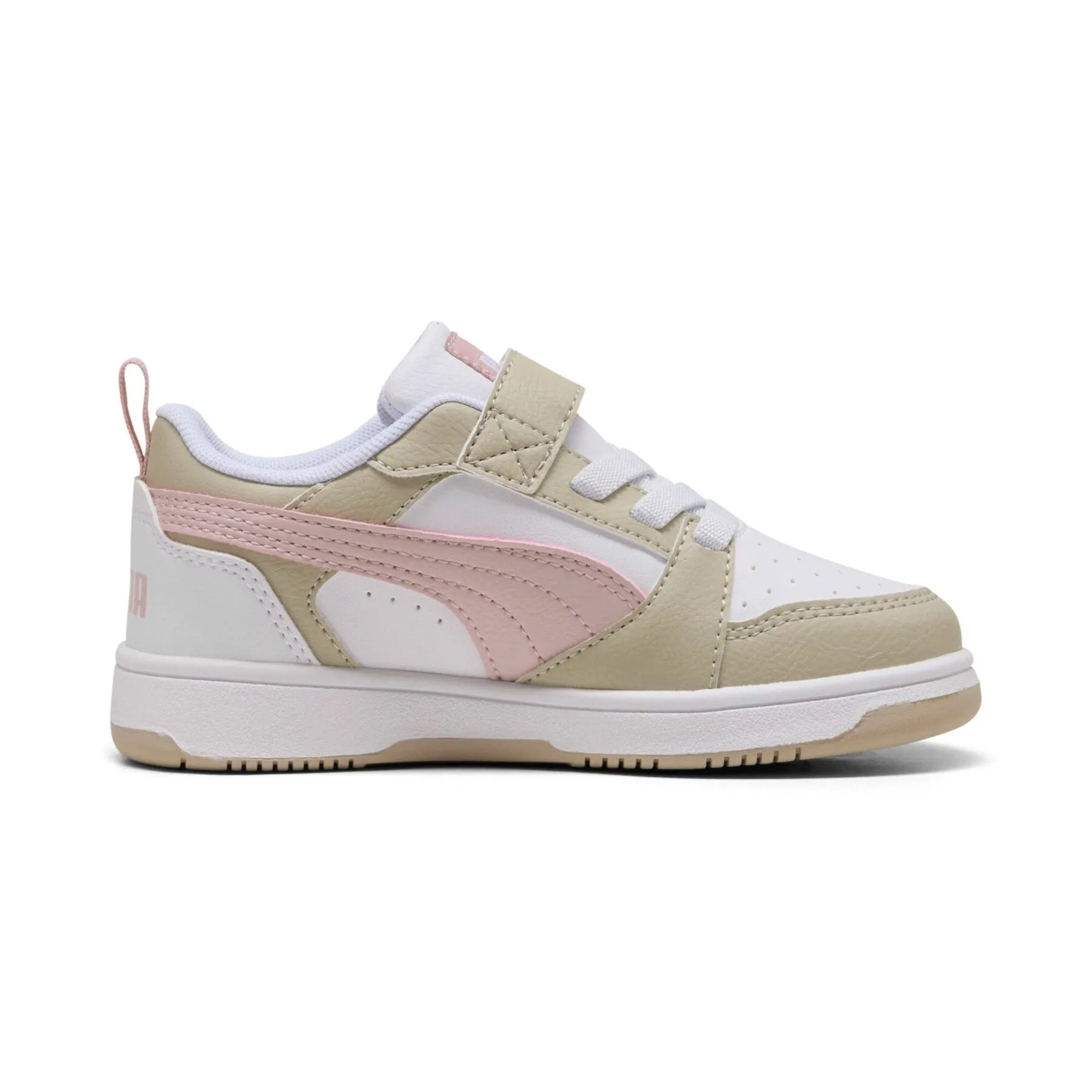 Puma X Mcm Shoes Puma Kids Rebound V6 Low Mid Hook N' Loop White/Dust/Pink Sneaker Shoes