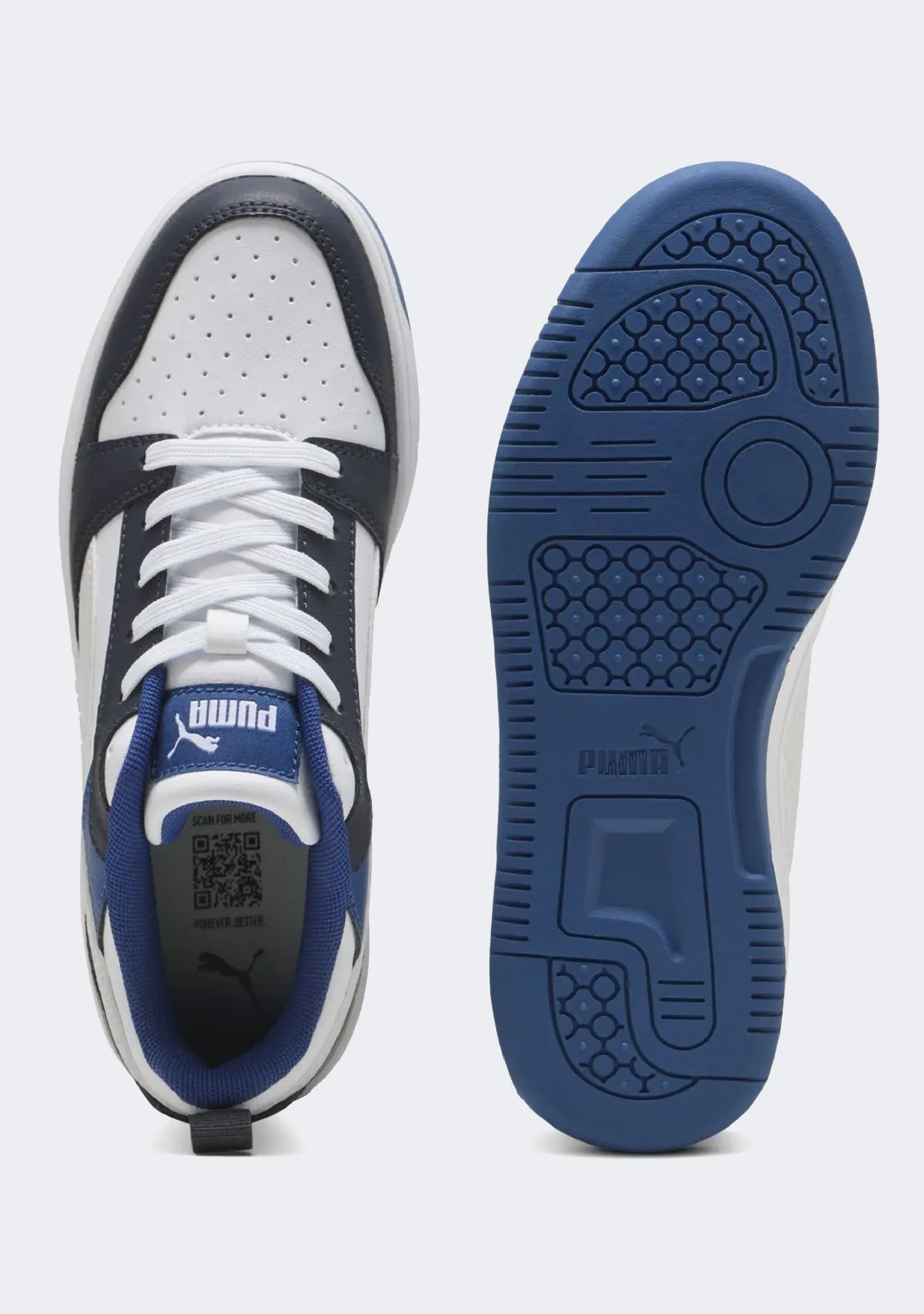 Puma Kid's Rebound V6 White/Blue/Black Sneaker Shoes Puma 3000 Shoes