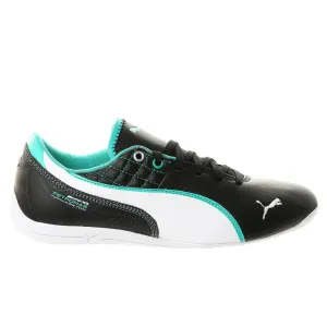 Senna Puma Shoes Puma Mercedes Drift Cat 6 Leather Fashion Sneaker Shoe - Black/White/Spectra Green - Mens