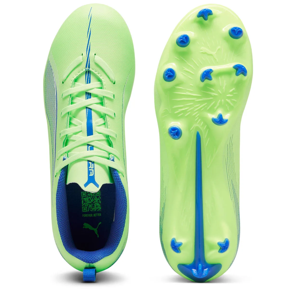 Puma Ultra 5 Play FG/AG Football Boots - Youth - Fizzy Apple/White/Blue F50 League Fg Soccer Cleats