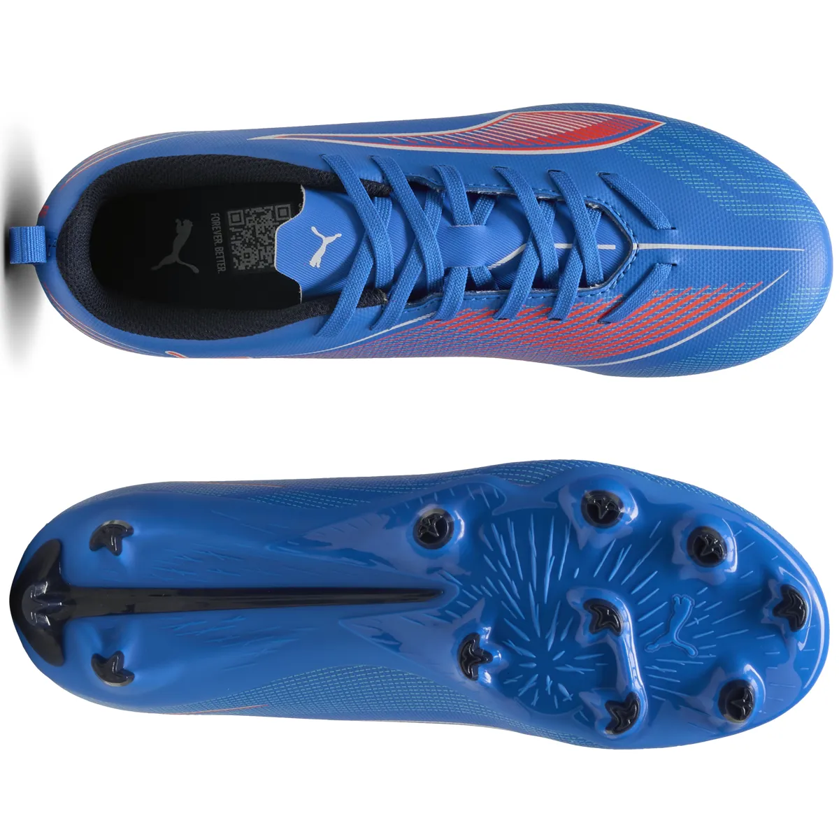 Puma Ultra 6 Play FG/AG JR Football Boots - Youth - Blue/White/Red Two Different Colored Soccer Cleats