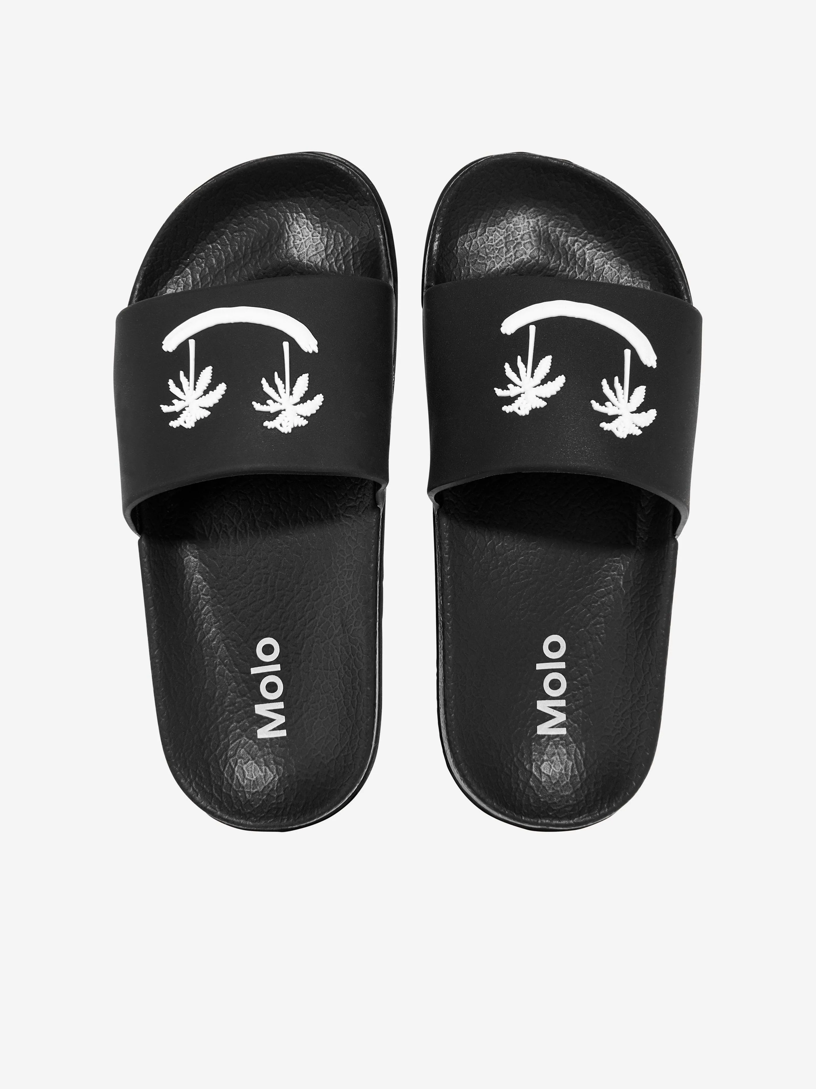 Leather Slippers Kids Zhappy Sliders in Black