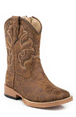 Roper Toddler Unisex Scout Vintage Tan Faux Leather Cowboy Boots Childrens Ski Boots