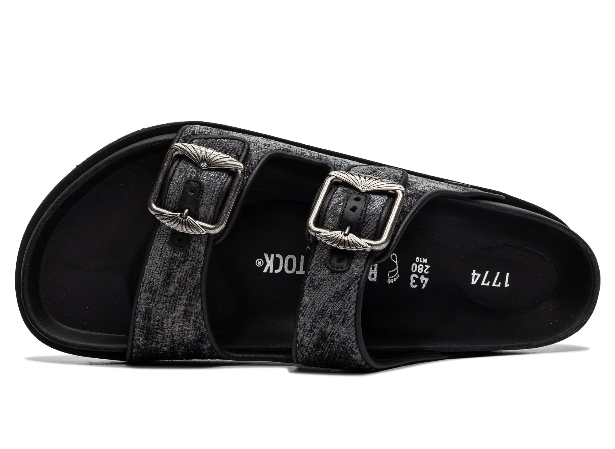 Birkenstock Arizona TEX Aged Velvet Black 1774 Sandals With Bunions