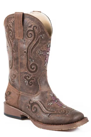 Boots Of Lightness Osrs Roper Kids Girls Faith Brown Faux Leather Cowboy Boots