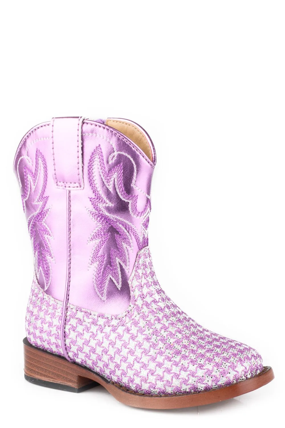 Ed Hardy Boots Roper Toddler Girls Glitter Gleam Lavender Faux Leather Cowboy Boots