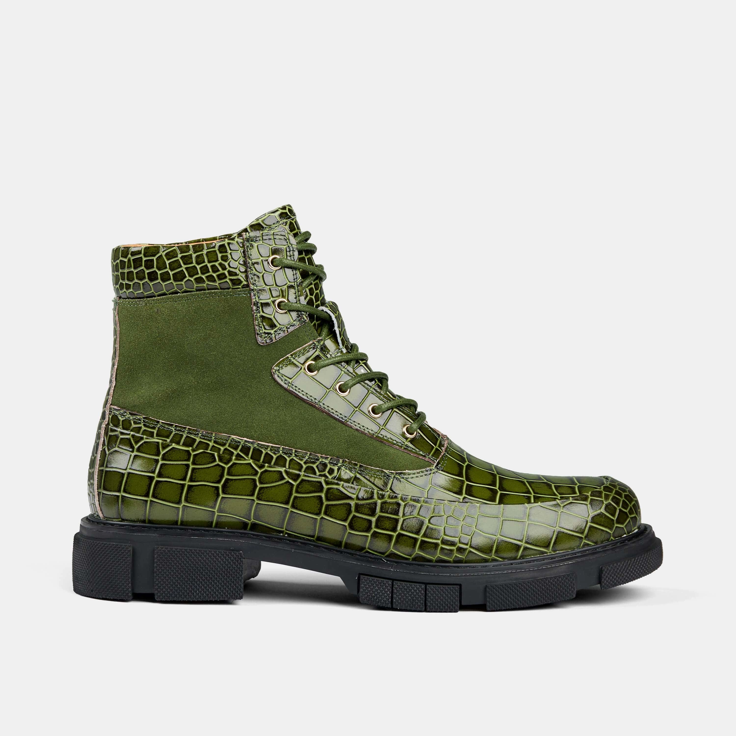 Otis Green Crocskin Leather Combat Boots Sorel Short Rain Boots