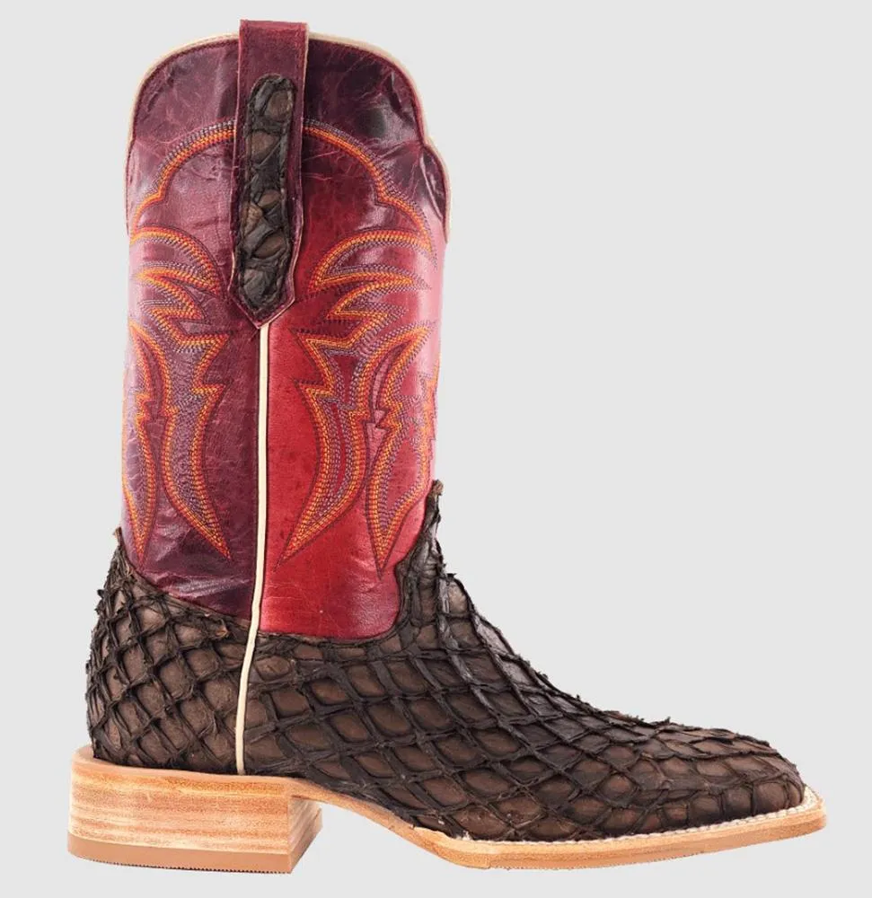 R. Watson Mens Matte Chocolate Pirarucu Fish Exotic Boot   RW7800-2 Mens Hiking Boots