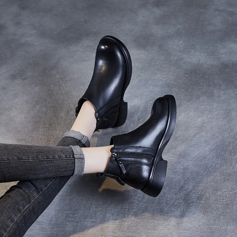 Women Minimalist Leather Double Side Zippers Ankle Boots Best Snow And Rain Boots