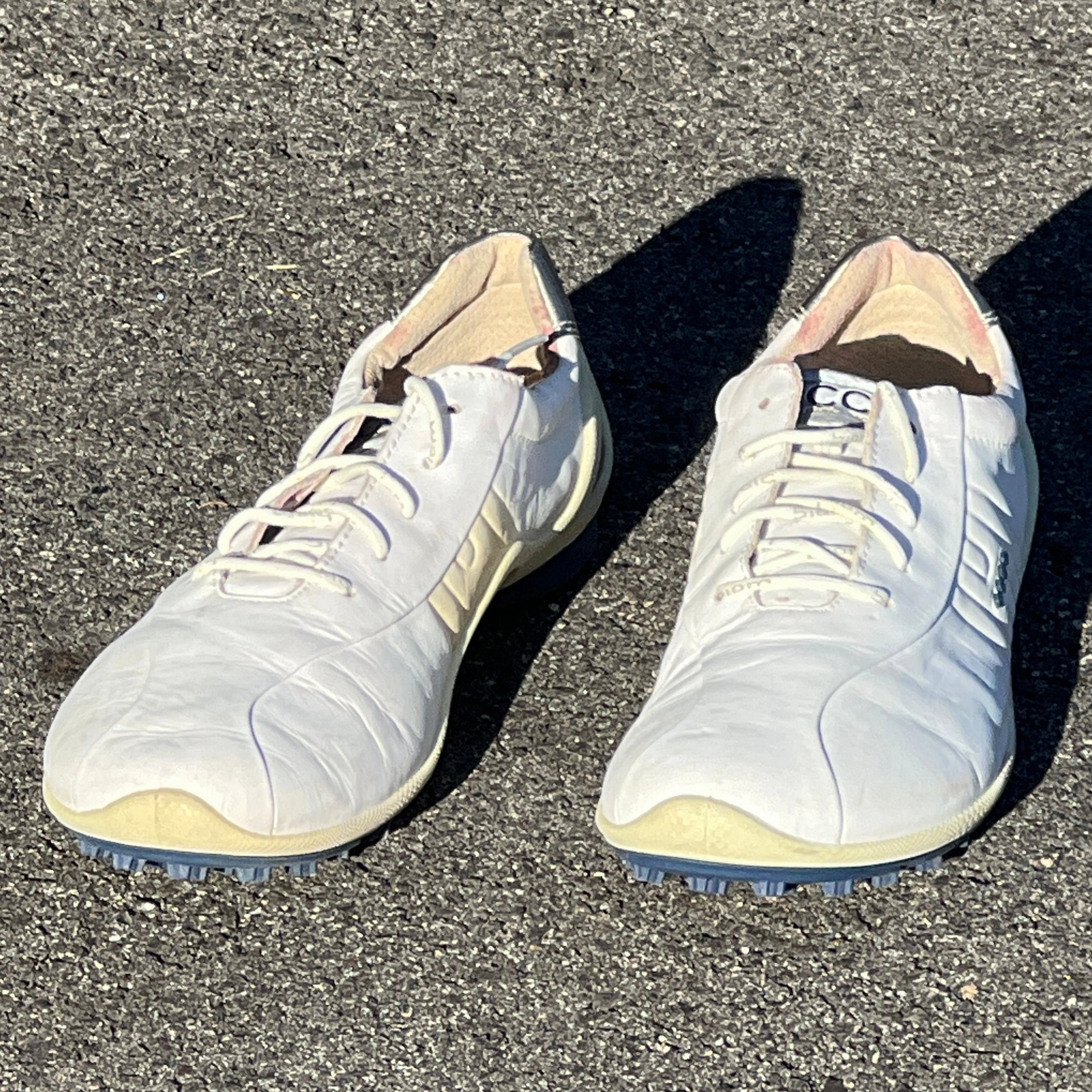 Golf Closeout Mens Ecco  Biom Natural Motion Spikeless Golf Shoes 45EU -White/Blue- Hydromax Leather